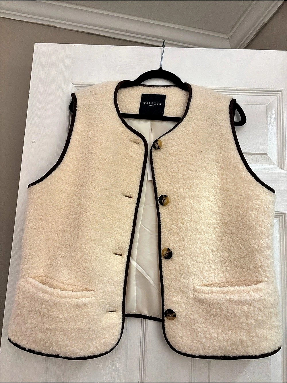 Talbots Sherpa Vest in Cream Size XL Petite New